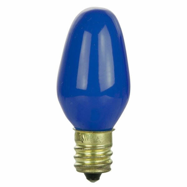 Sunlite 7C7 Incandescent Bulb, 7 Watt, Candelabra E12 Base, C7 Small Night Light, Colored Bulb, Blue, 25PK 01255-SU